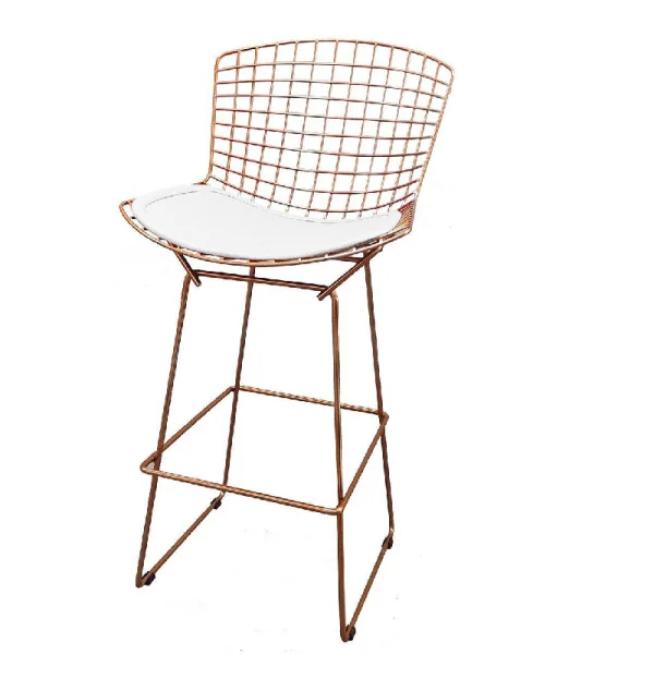 Banqueta Bertoia Rose Assento Branco