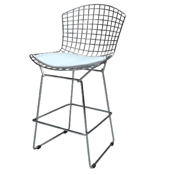 Banqueta Bertoia Cromada Assento Branco