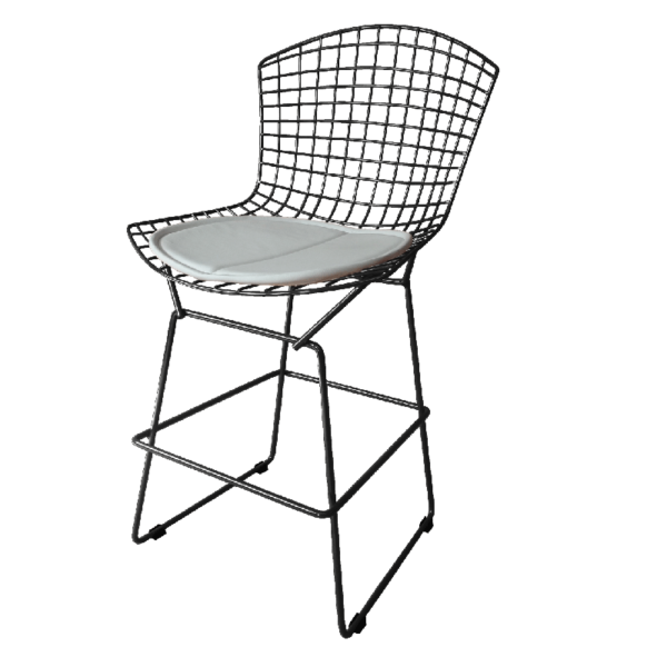 Banqueta Bertoia Preta Assento Branco