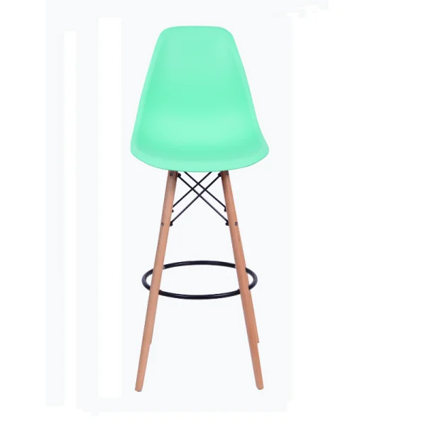 Banqueta Eiffel Polipropileno Verde Tiffany Pé Madeira-2416