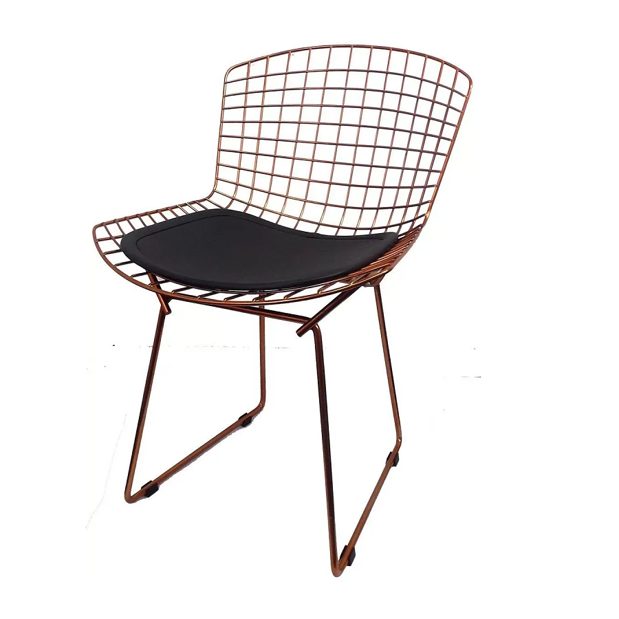 Cadeira Bertoia Aramado Rose Assento Preto