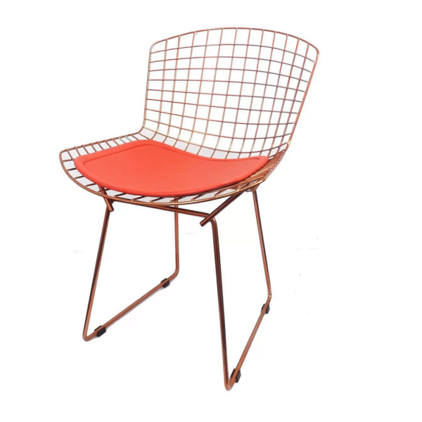 Cadeira Bertoia Aramado Rose Assento Vermelho