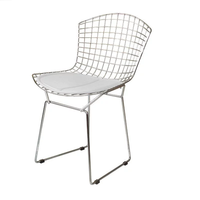 Cadeira Bertoia Aramado Cromado Assento Branco