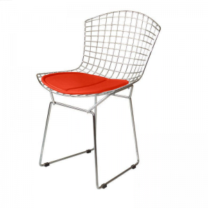Cadeira Bertoia Aramado Cromado Assento Vermelho