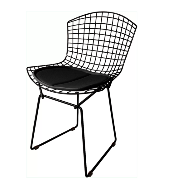 Cadeira Bertoia Aramado Preto Assento Preto