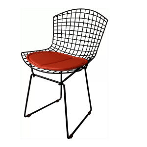 Cadeira Bertoia Aramado Preto Assento Vermelho