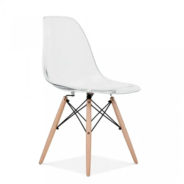 Cadeira Eiffel Eames Policarbonato Incolor Pé Madeira -0