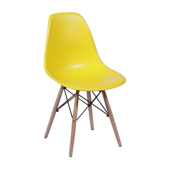 Cadeira Eiffel Eames Polipropileno Amarela Pé Madeira