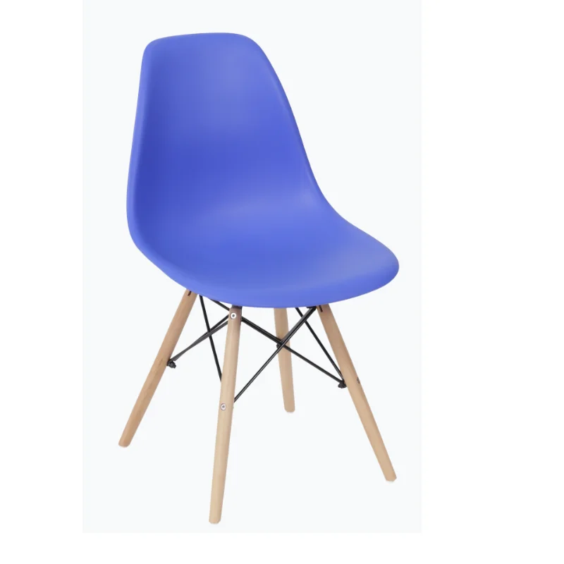 Cadeira Eiffel Eames Polipropileno Azul Escuro Pé Madeira-0