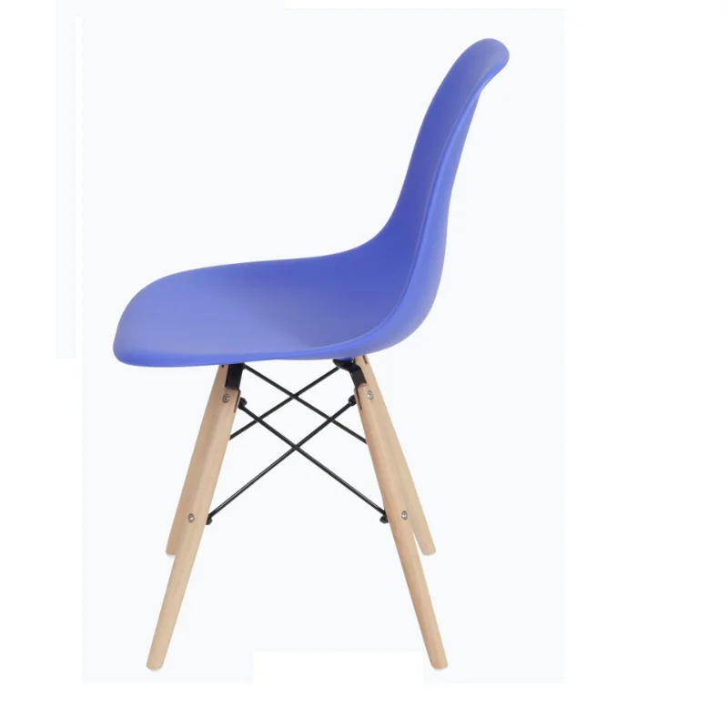 Cadeira Eiffel Eames Polipropileno Azul Escuro Pé Madeira-1852