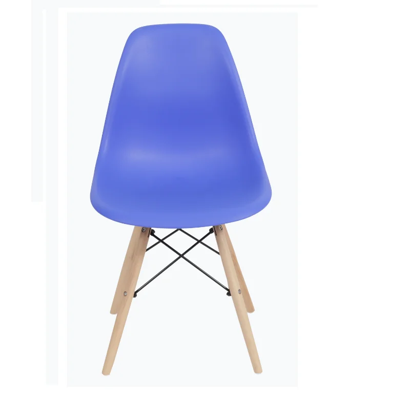 Cadeira Eiffel Eames Polipropileno Azul Escuro Pé Madeira-1853