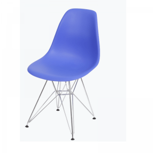 Cadeira Eiffel Eames Polipropileno Azul Escuro Pé Cromado-0