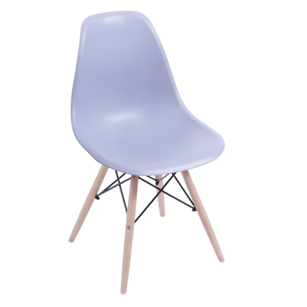 Cadeira Eiffel Eames Polipropileno Cinza Pé Madeira