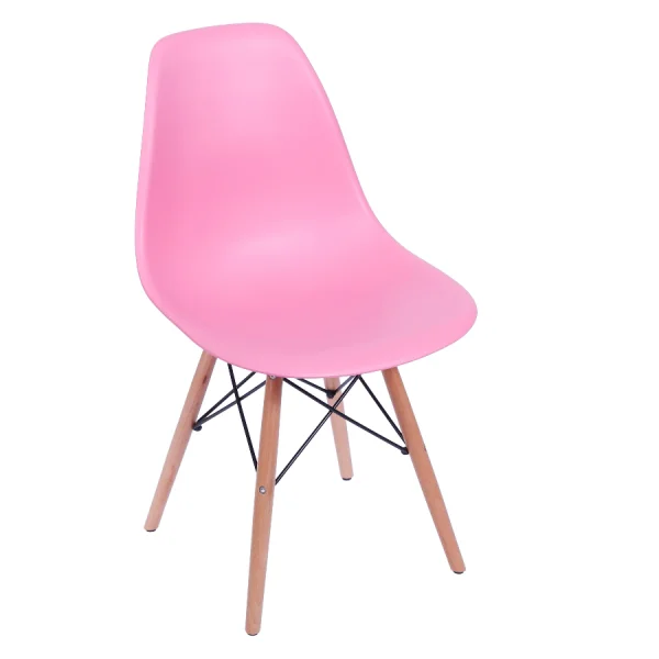 Cadeira Eiffel Eames Polipropileno Rosa Pé Madeira