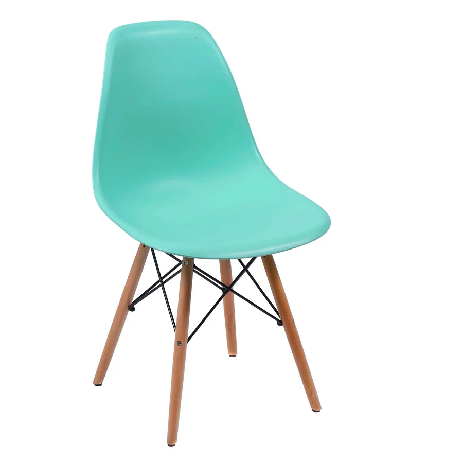Cadeira Eiffel Eames Polipropileno Verde Tiffany Pé Madeira-0