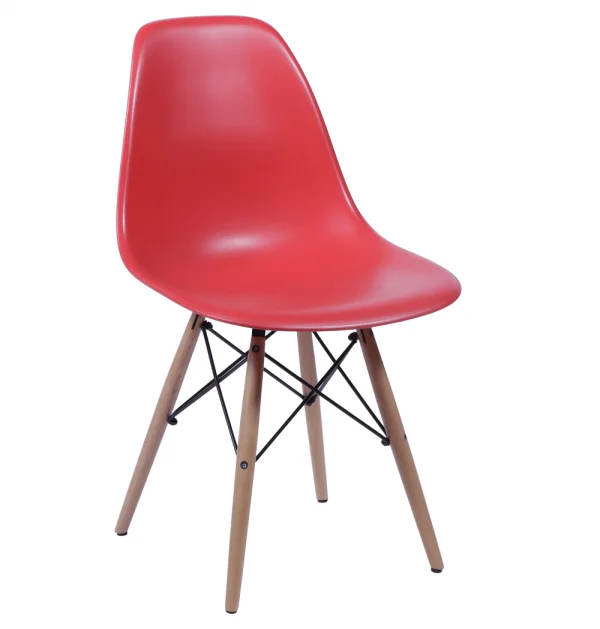 Cadeira Eiffel Eames Polipropileno Vermelha Pé Madeira