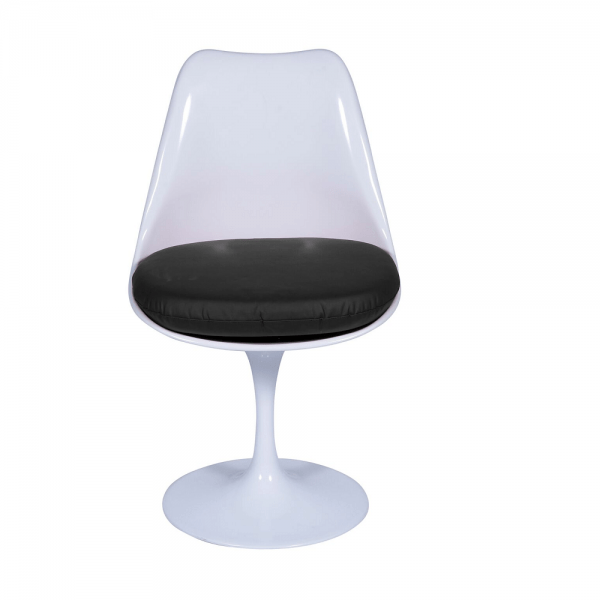 Cadeira Saarinen sem braço Branca Almofada Preta-2539
