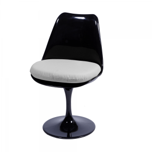 Cadeira Saarinen sem braço Preta Almofada Branca-0