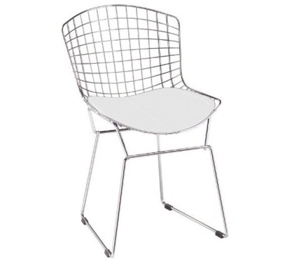 Cadeira Bertóia Aramado Cromado Assento Branco-1334