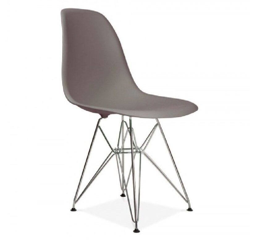 Cadeira Eiffel Eames Polipropileno Cinza Pé Cromado-1083