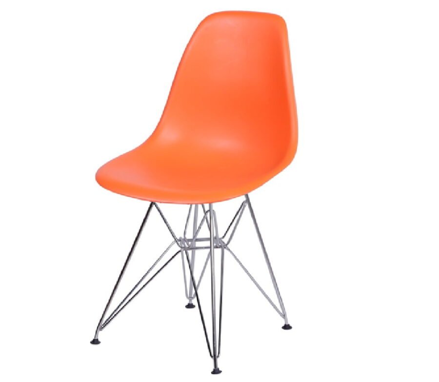 Cadeira Eiffel Eames Polipropileno Laranja Pé Cromado