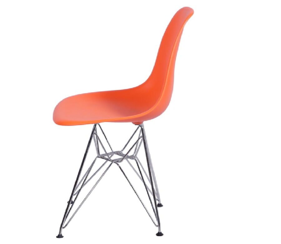 Cadeira Eiffel Eames Polipropileno Laranja Pé Cromado-1094