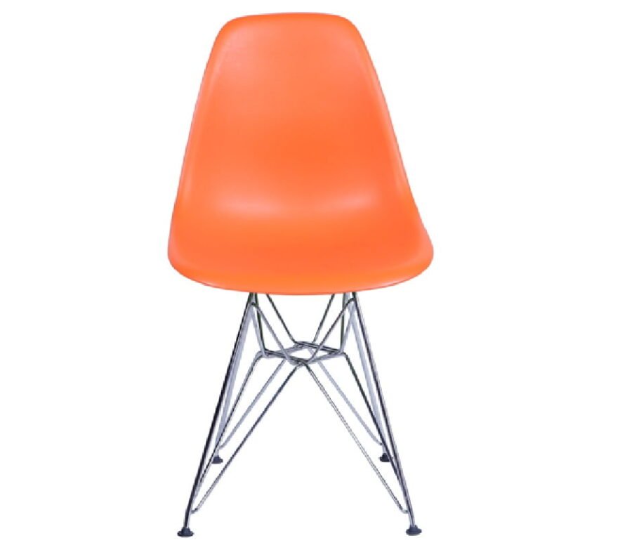 Cadeira Eiffel Eames Polipropileno Laranja Pé Cromado-1093