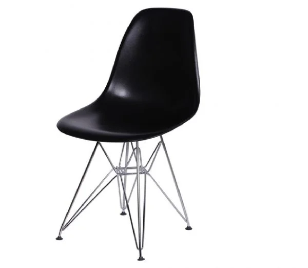 Cadeira Eiffel Eames Polipropileno Preta Pé Cromado