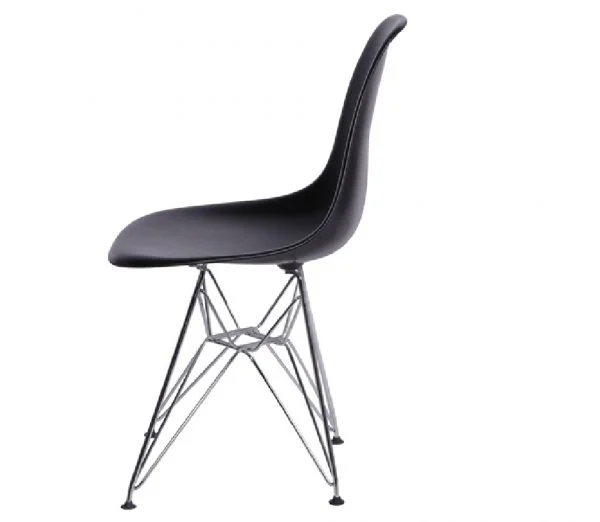 Cadeira Eiffel Eames Polipropileno Preto Pé Cromado-1089