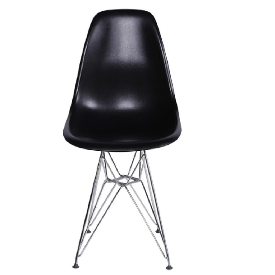 Cadeira Eiffel Eames Polipropileno Preto Pé Cromado-1088