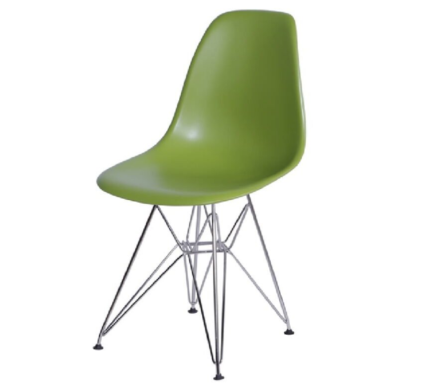 Cadeira Eiffel Eames Polipropileno Verde Pé Cromado