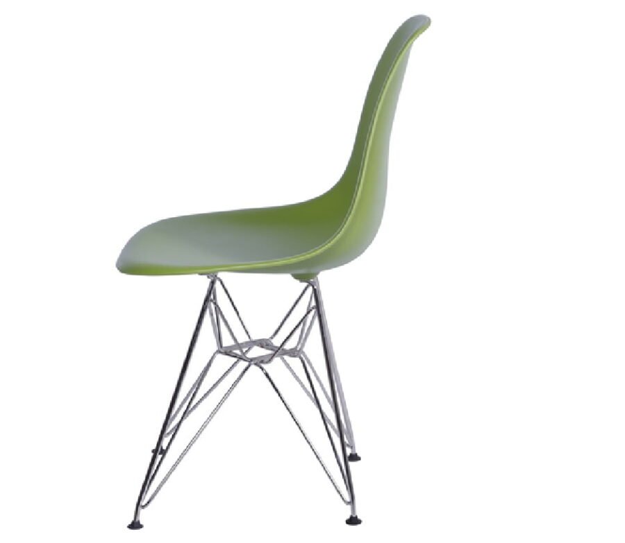 Cadeira Eiffel Eames Polipropileno Verde Pé Cromado-1099