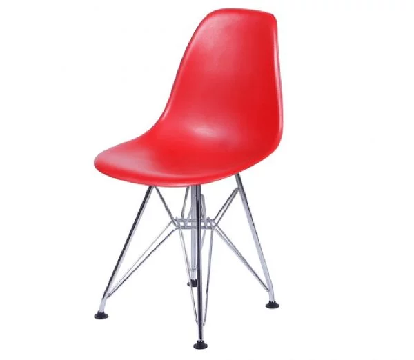 Cadeira Eiffel Eames Polipropileno Vermelha Pé Cromado