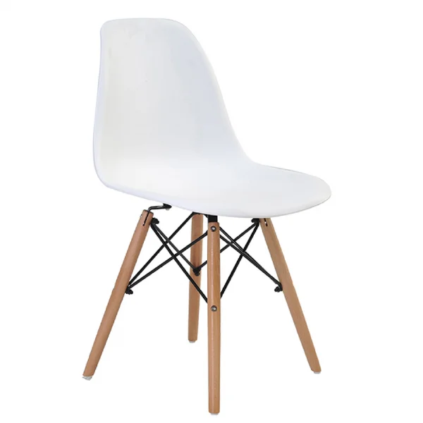 Cadeira Eiffel Eames Polipropileno Branca Pé Madeira