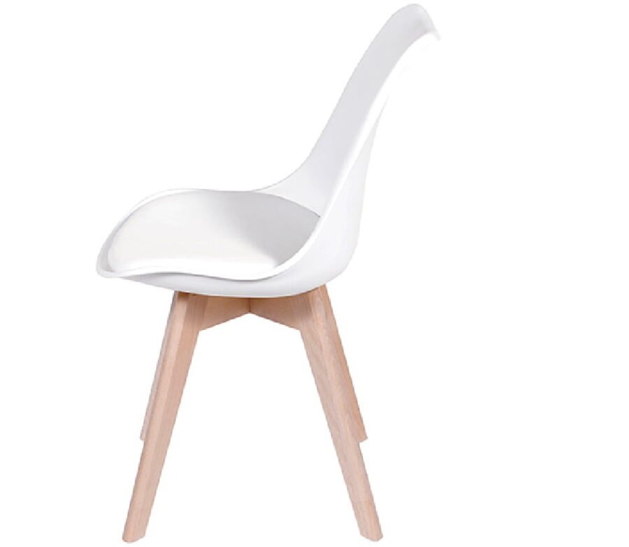 Cadeira Leda Eames Polipropileno Branca Pé Madeira-977