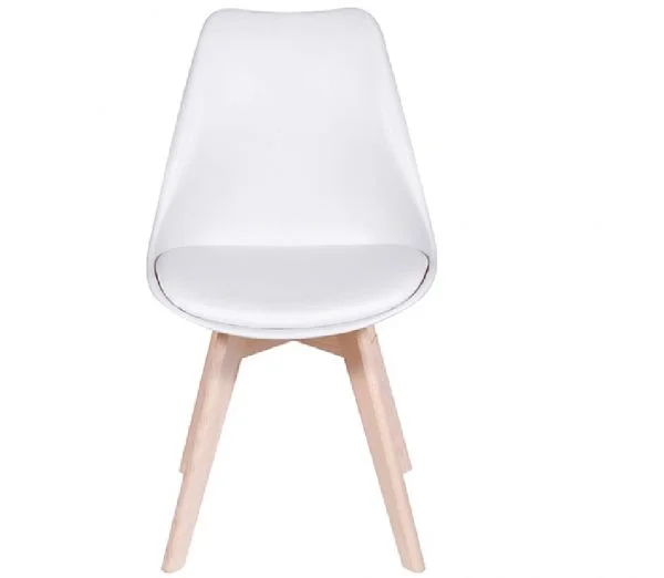 Cadeira Leda Eames Polipropileno Branca Pé Madeira-978