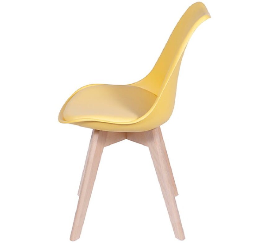 Cadeira Leda Eames Polipropileno Amarela Pé Madeira-972