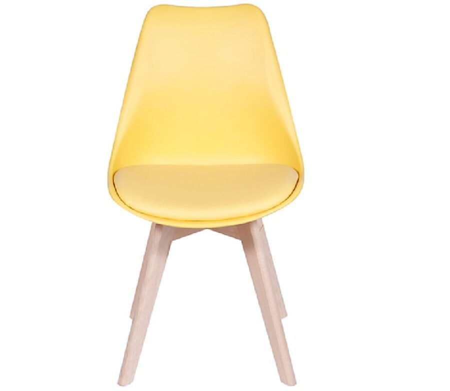 Cadeira Leda Eames Polipropileno Amarela Pé Madeira-971