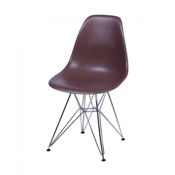 Cadeira Eiffel Eames Polipropileno Café Pé Cromado