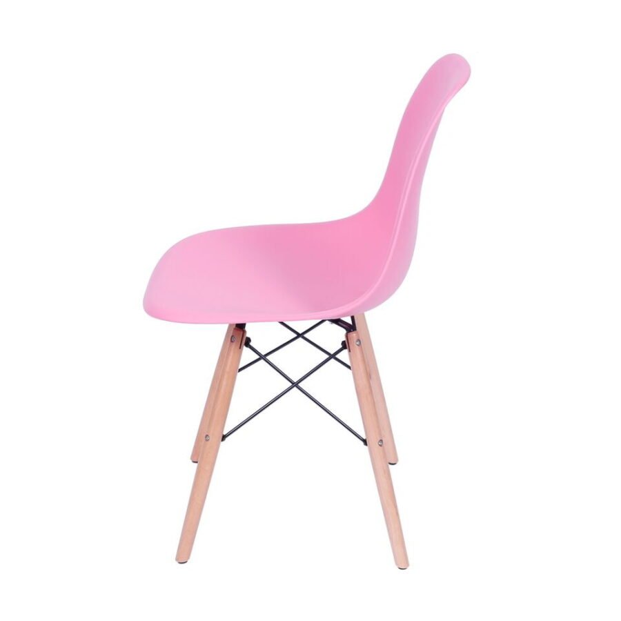 Cadeira Eiffel Eames Polipropileno Rosa Pé Madeira-734