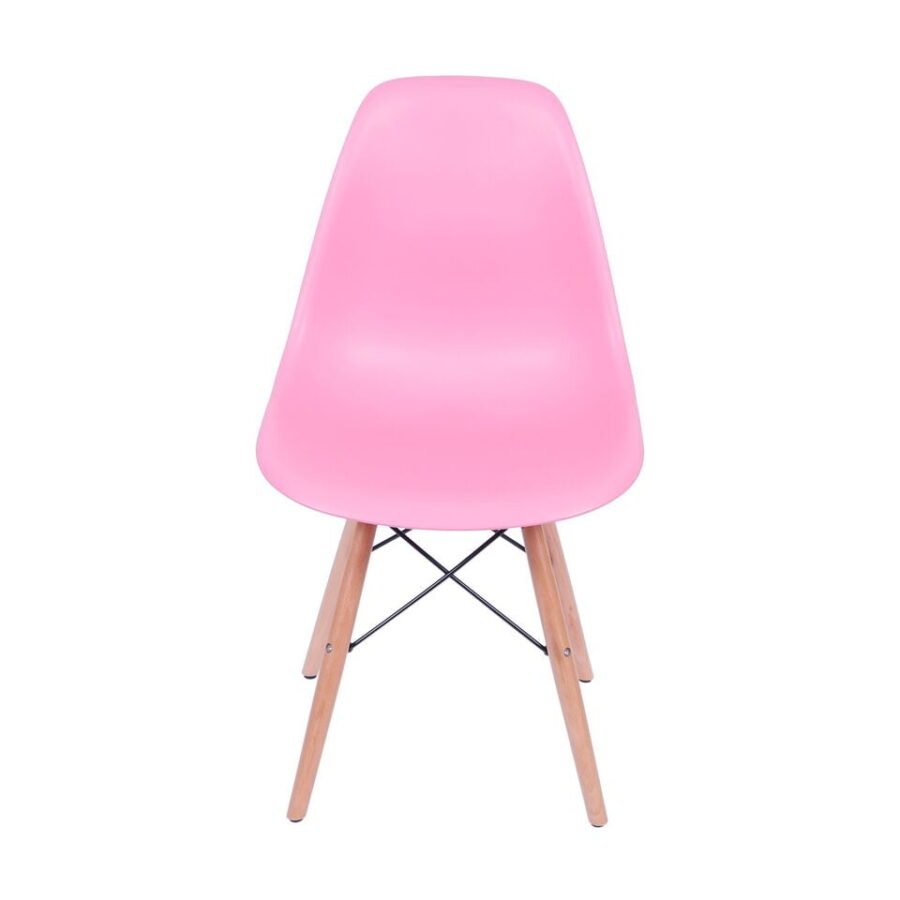 Cadeira Eiffel Eames Polipropileno Rosa Pé Madeira-735