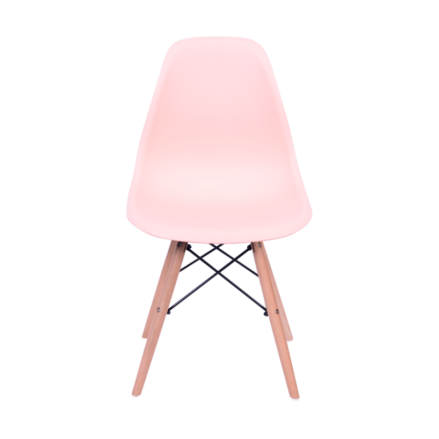 Cadeira Eiffel Eames Polipropileno Salmão Pé Madeira-739