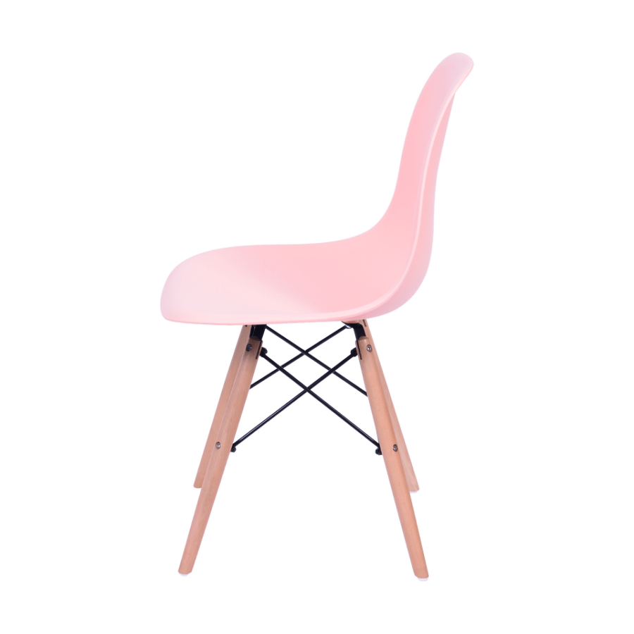 Cadeira Eiffel Eames Polipropileno Salmão Pé Madeira-738