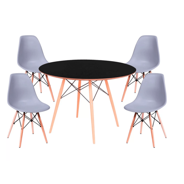 Conjunto Mesa Jantar Eames Eiffel 1,00cm Com 4 Cadeiras Eames Eiffel Cinza-0