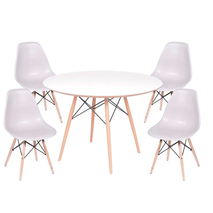 Conjunto Mesa Jantar Eames Eiffel 1,20cm Com 4 Cadeiras Eames Eiffel Fendi-0