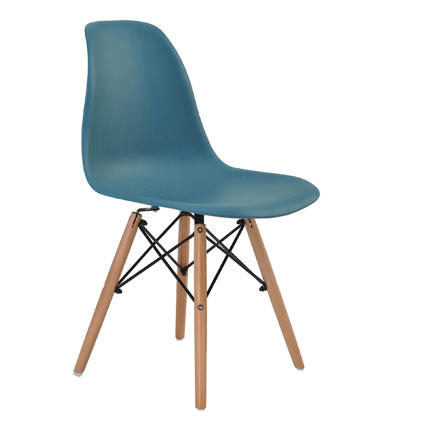 Cadeira Eiffel Eames Polipropileno Azul Petróleo Pé Madeira-0