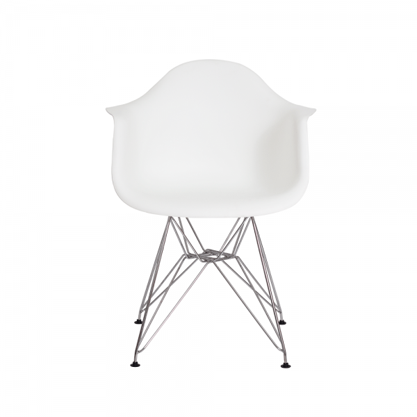 Cadeira Eiffel Com Braço Polipropileno Branco Pé Cromado-3844