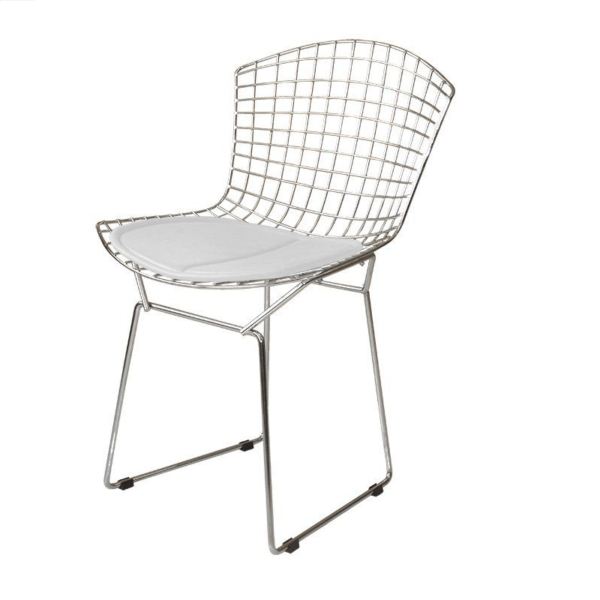 Cadeira Bertoia Inox Assento Branco