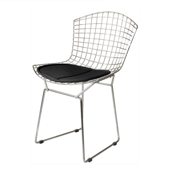 Cadeira Bertoia Inox Assento Preto