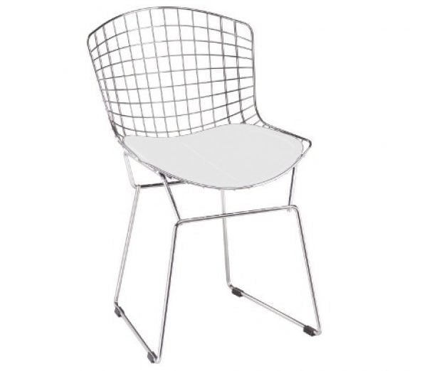 Cadeira Bertóia Inox Assento Branco-5307